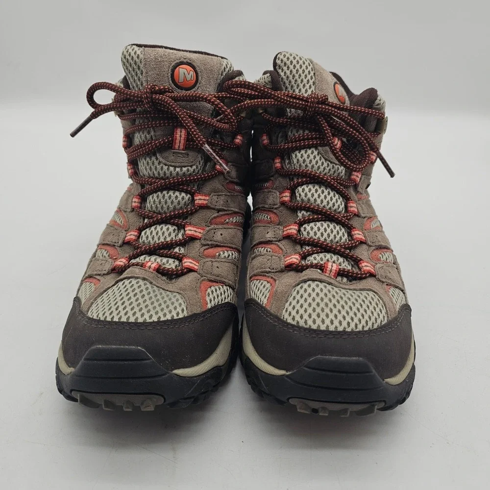 Merrell Moab 3 Mid Womens Size 9.5  Brown Beige Outdoor Waterproof Hiking Boots